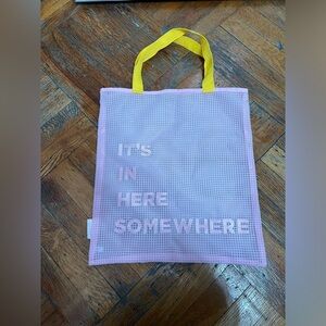 Benefit cosmetics mesh tote bag